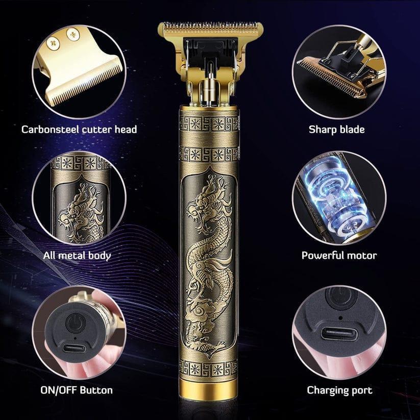 Men's Golden ABS Alloy Hair Trimmer - Rechargeable, Waterproof & High Efficiency with Pop-Up Trimmer